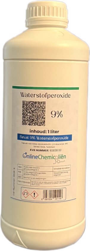 Online chemicalien – Waterstofperoxide – 9% – 1 Liter – Zuurstofwater – Ontsmetten en Huishoudelijk