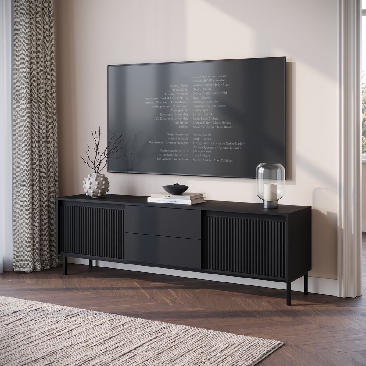 MEUBELLA TV-Meubel Orvana 2 - Zwart - 174 cm