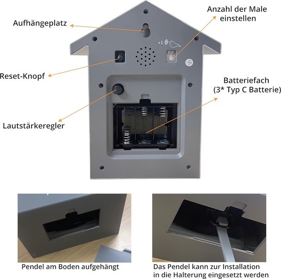 Koekoeksklok met alarm en temperatuurdisplay - Yipp & Co Koekoeksklok met alarm en temperatuurdisplay - Yipp & Co