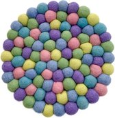 Onderzetter Vilt Rond - Bolletjes Pastelkleuren - 20 cm - Fairtrade Sjaalmetverhaal