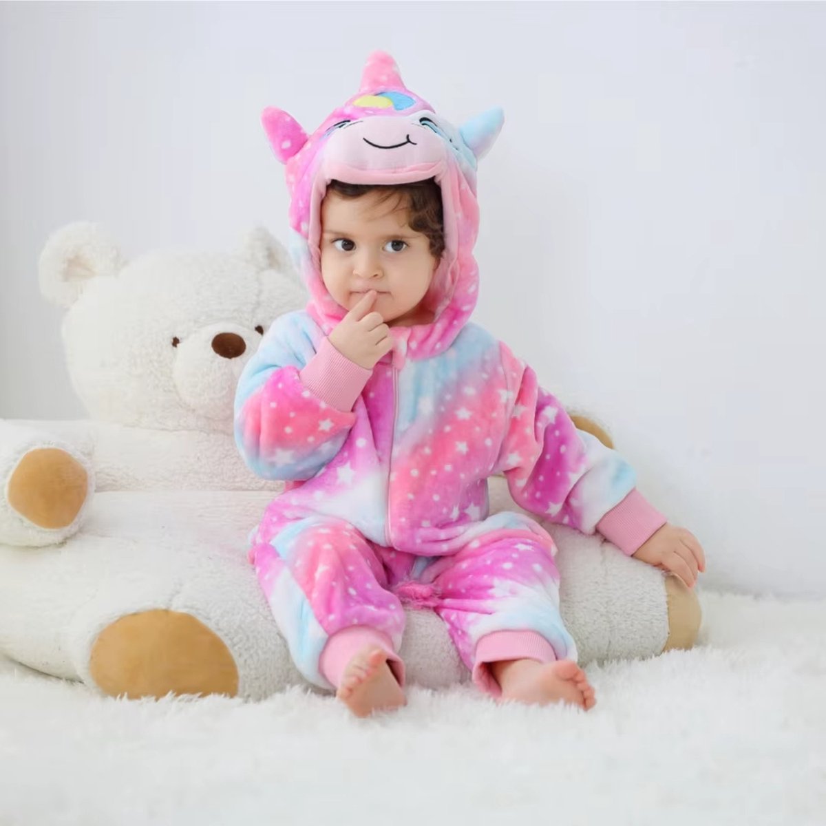 Budino® Baby Onesie - Baby Romper - Baby Pyjama - Baby Pakje - Baby Verkleedkleding - Carnavalskleding - Dier - Unicorn - Roze — afbeelding 2