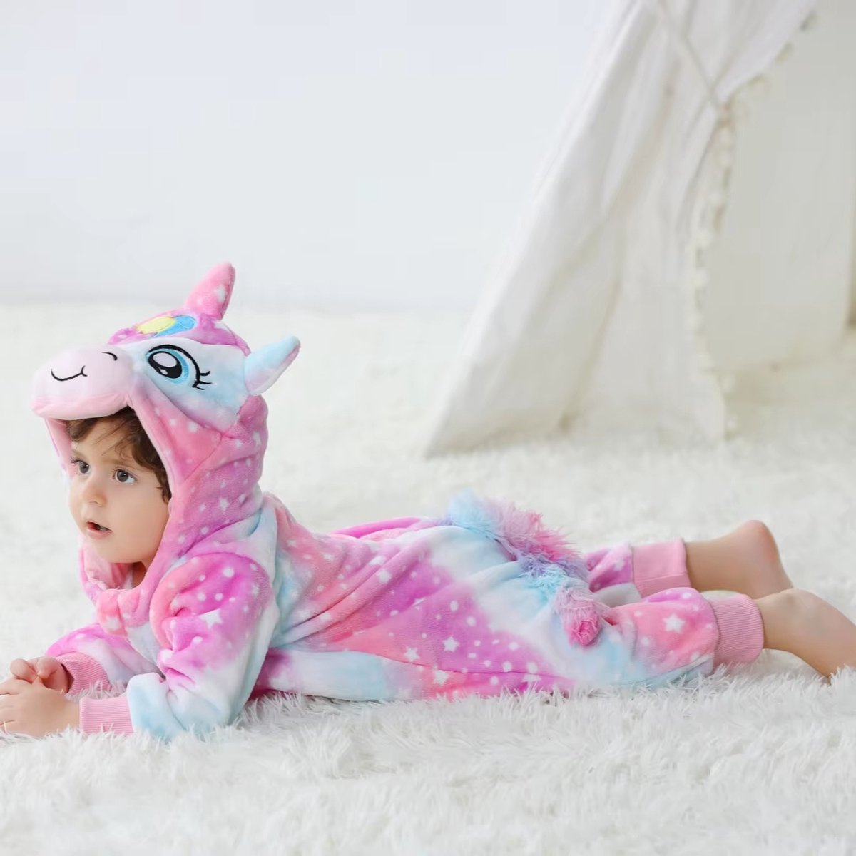 Budino® Baby Onesie - Baby Romper - Baby Pyjama - Baby Pakje - Baby Verkleedkleding - Carnavalskleding - Dier - Unicorn - Roze — afbeelding 3