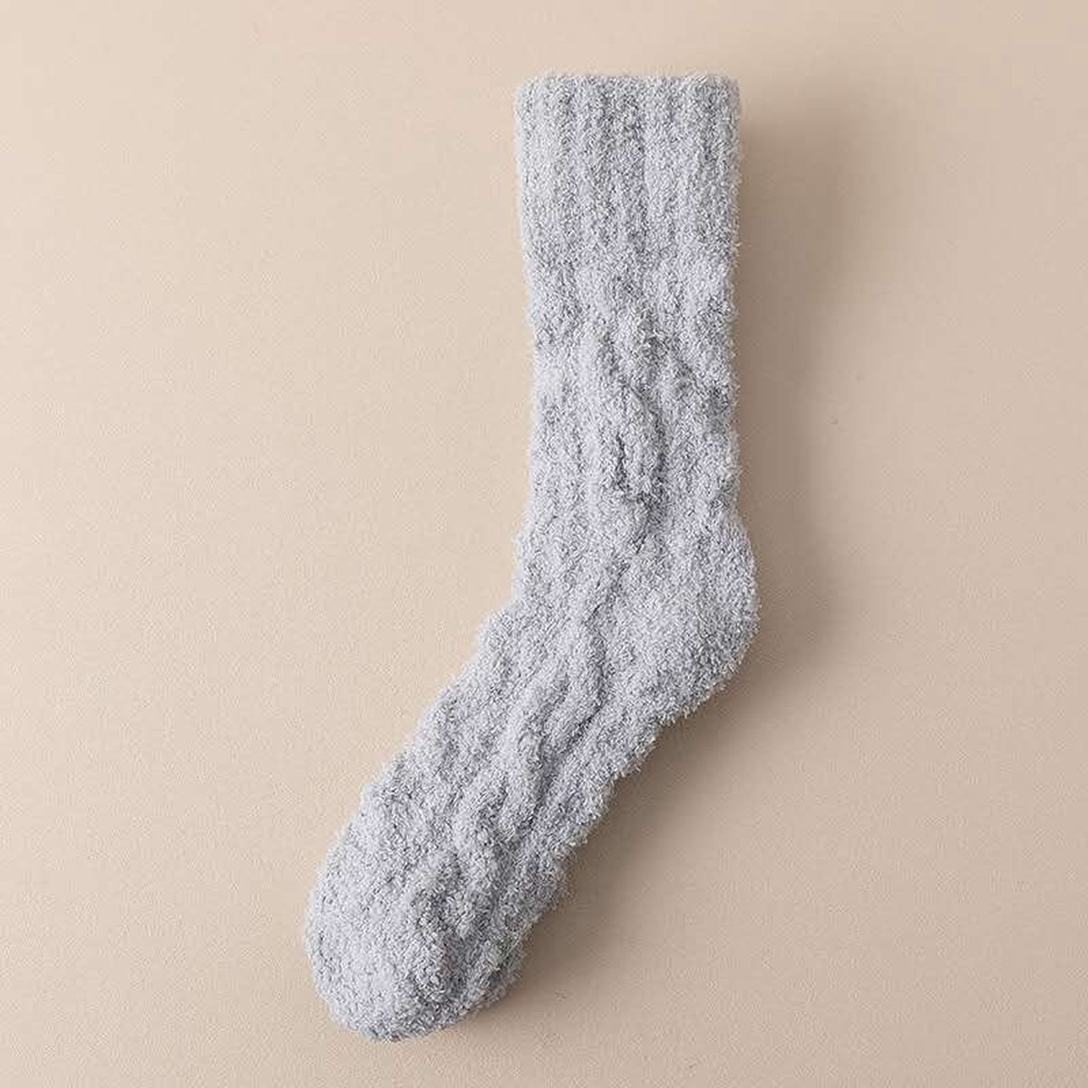 Fluffy sokken Dames Warme sokken t/m 40- Winter Huissokken- Bedsokken Huissokken Badstof sokken Verwarmde sokken Dikke sokken Grijs