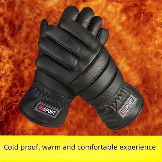 Gants de ski Nivard - Gants d'hiver - Gants pour hommes - Cuir PU - Coupe-vent - Imperméables - Zwart
