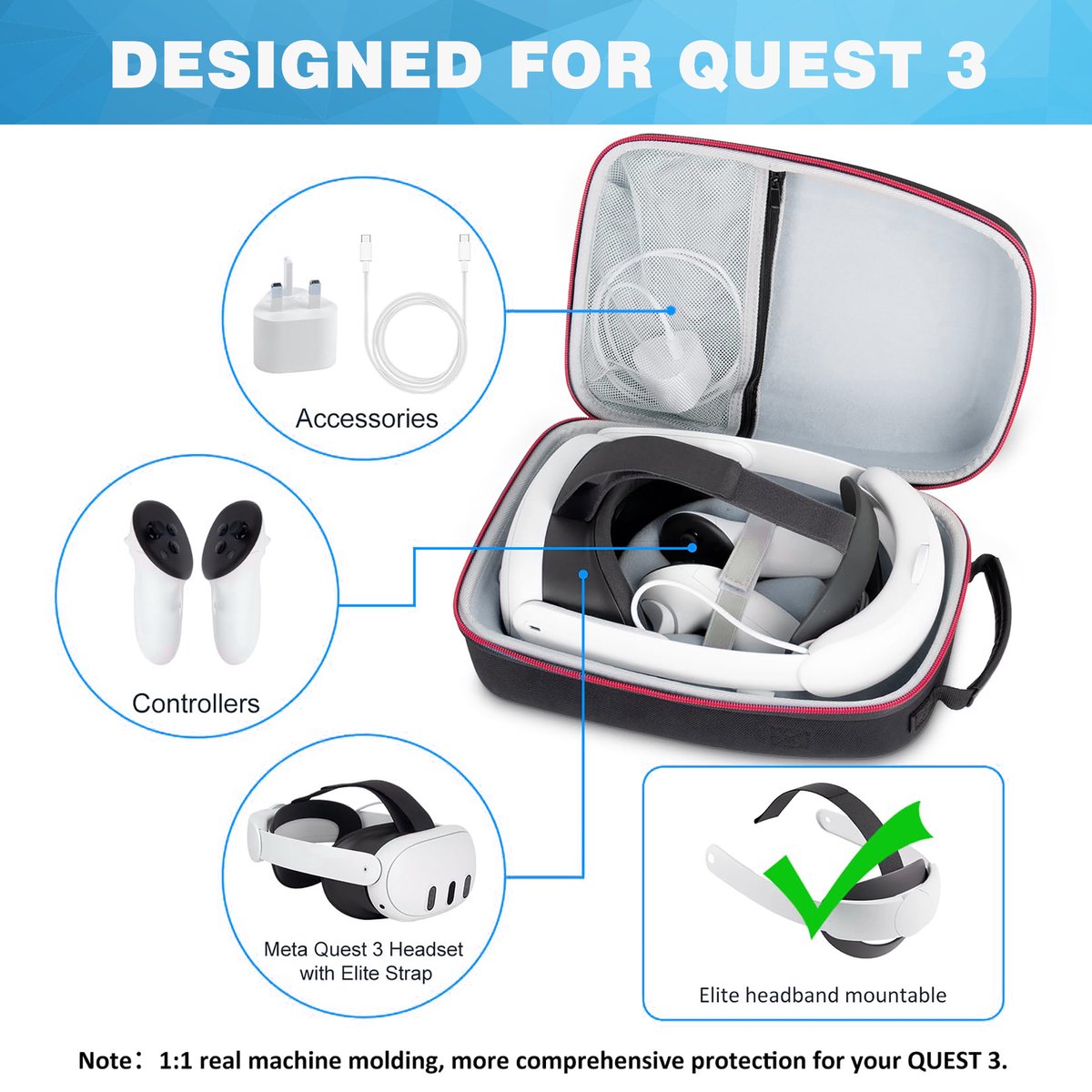 YONO Meta Quest 3 Case - VR Koffer - Hardcover Opbergtas - Zwart | bol