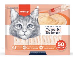 Wanpy Likbare Snacks Tonijn & Zalm - Kattensnacks - 50 Stuks - Kattensnoepjes