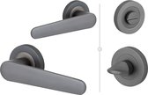 Ronda deurklink set op rozet - mat antraciet - incl. WC rozetten - Eliot® Deurbeslag