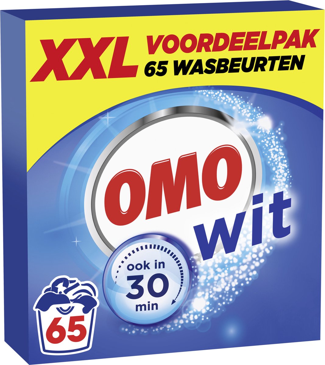 Goedkoopste Omo XXL Waspoeder - Wit - Omo wast door en door hygiënisch schoon - 65 wasbeurten