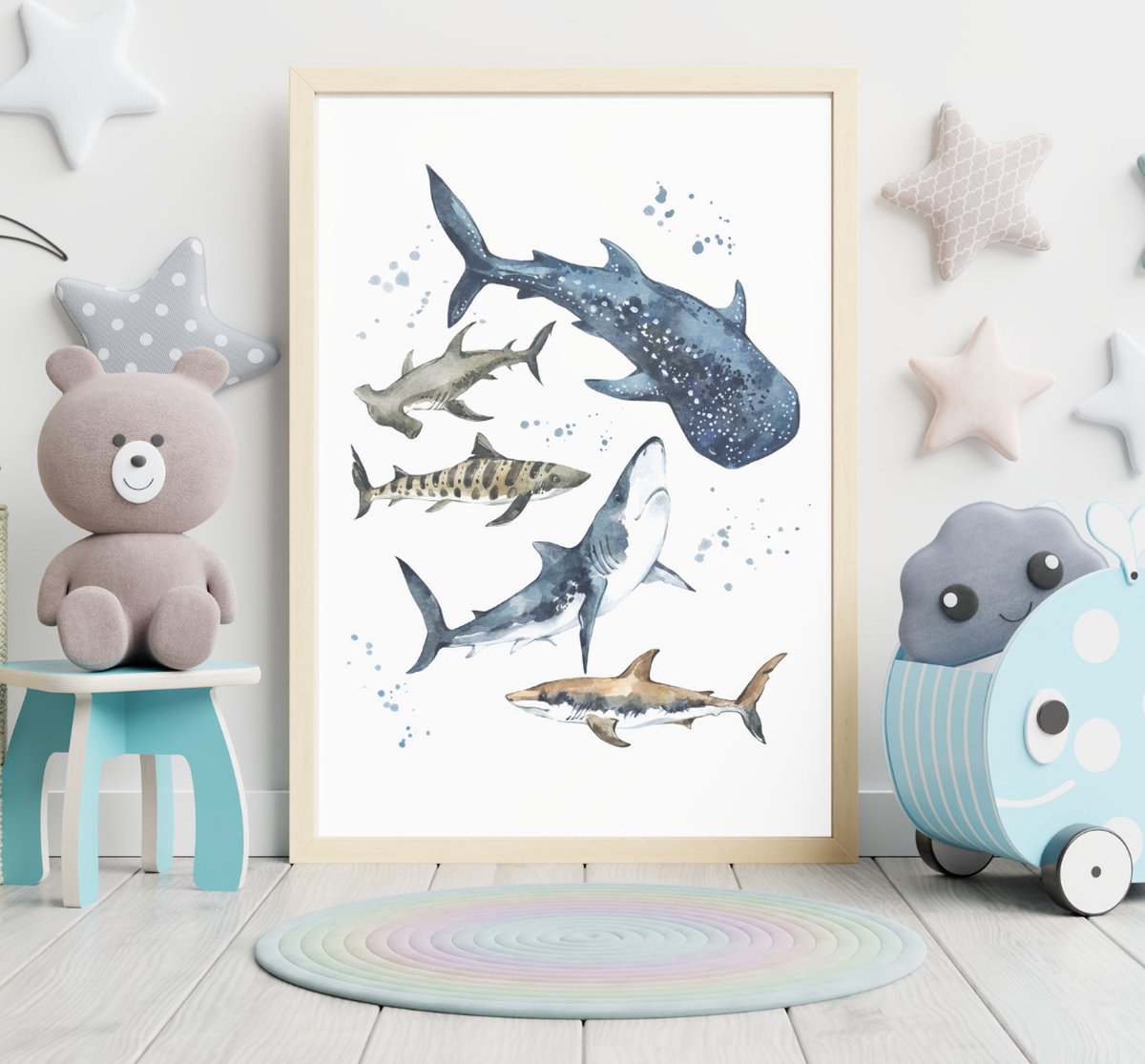 A4 Dive into Underwater Magic with Our Shark Wall Art Poster/ Duik in Onderwatermagie met Onze Shark Wall Art Poster/ Plongez dans la Magie Sous-Marine avec Notre Affiche d'Art Murale Requins
