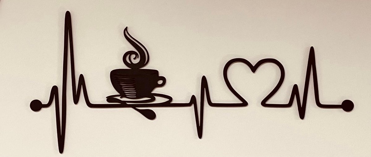 Koffie met hartje - houten wanddecoratie - decoratie - sierwerk - muurdecoratie