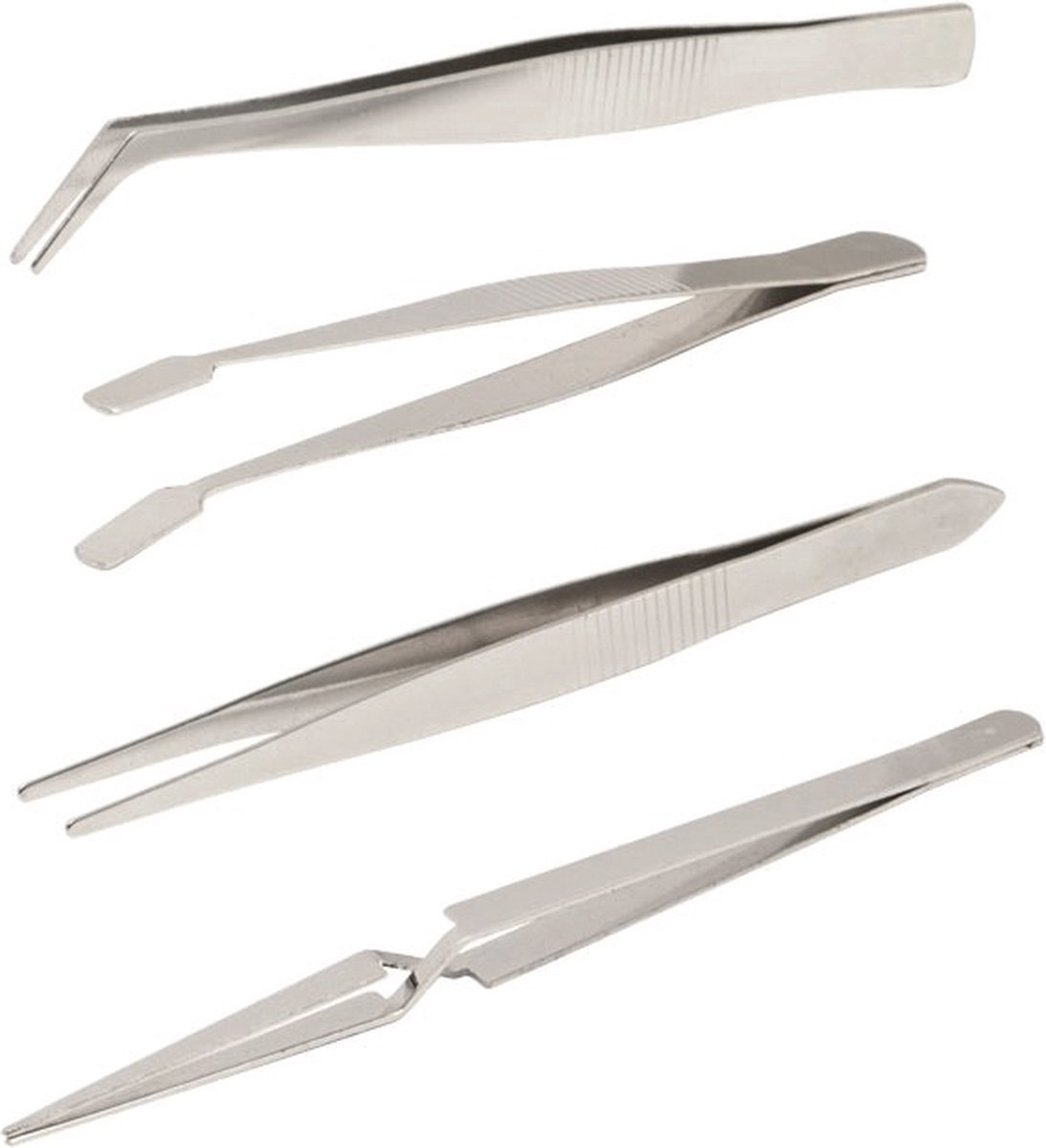 Set van 4 Pincetten - Precisie Pincetten - Pincet Set - Multiuse Pincetten - RVS