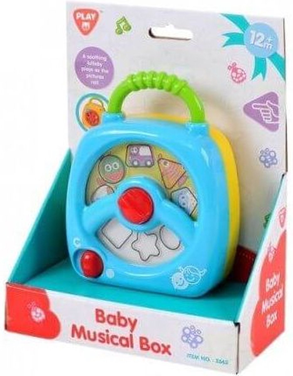 Play baby muziekdoosje kunststof met opwindmechanisme multikleuren.