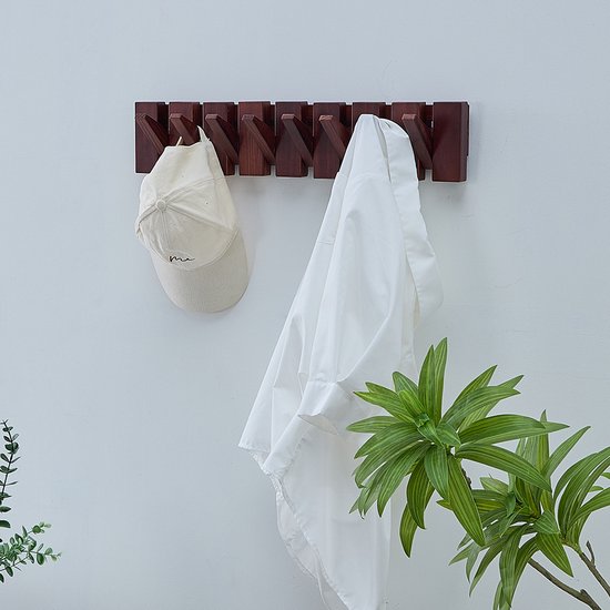 Houten wandmontage kapstokhaken, flip-down pianostijl rek voor zware hangende jassen, sleutels, hoeden, gewaad, handdoeken