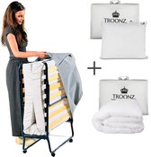 Troonz® Vouwbed Deluxe 90x200 cm - Eenpersoons Logeerbed Inclusief Hoofdkussen en Dekbed - Opklapbed