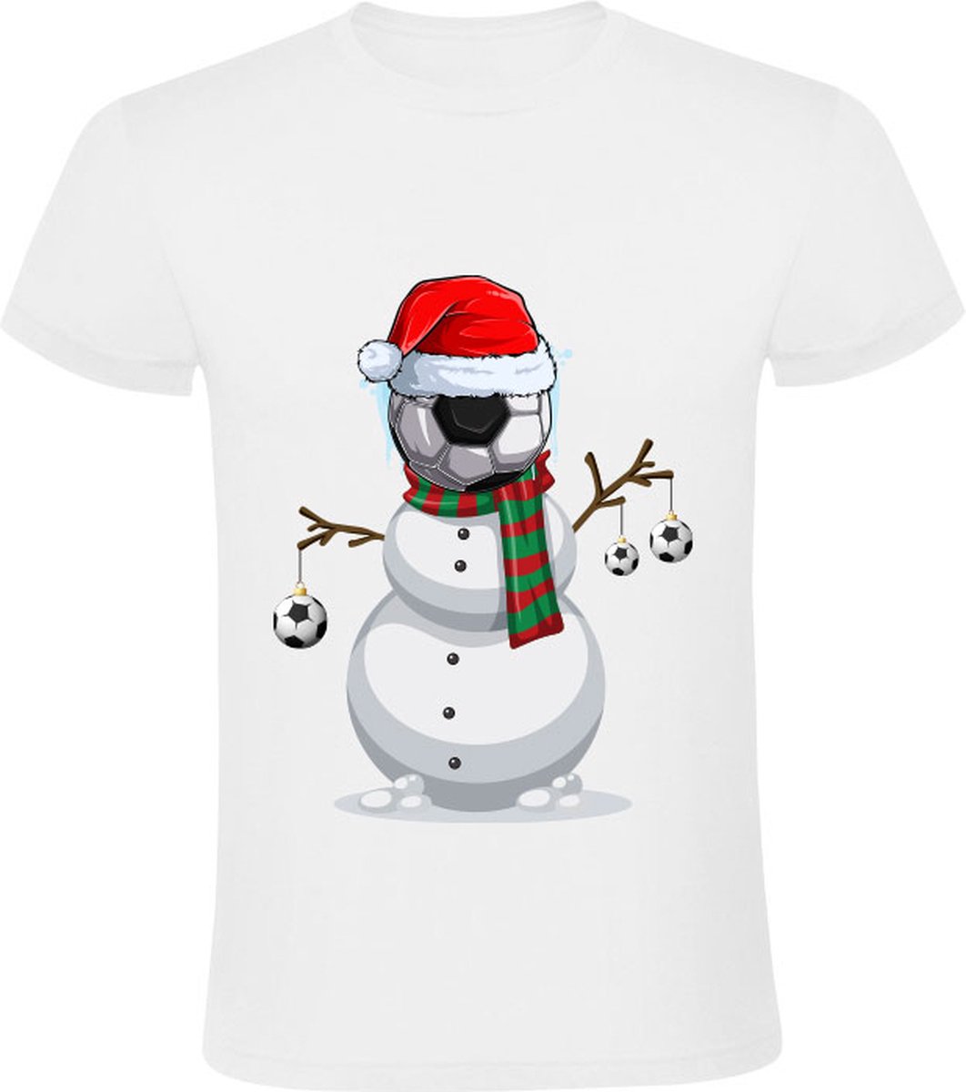 Kerst sneeuwpop met voetbal Heren T-shirt - kerstshirt - christmas - feestdagen - winter - shirt