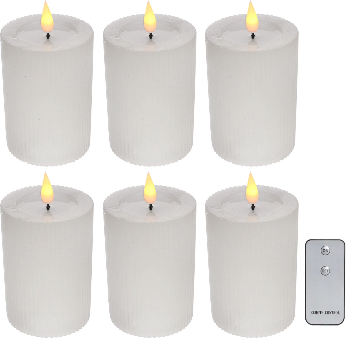 Comforder 6 LED Kaaren met Afstandsbediening - Elektrische Stomp Kaarsen op Batterijen met Flikkerende Vlam - Ø7 cm Wit