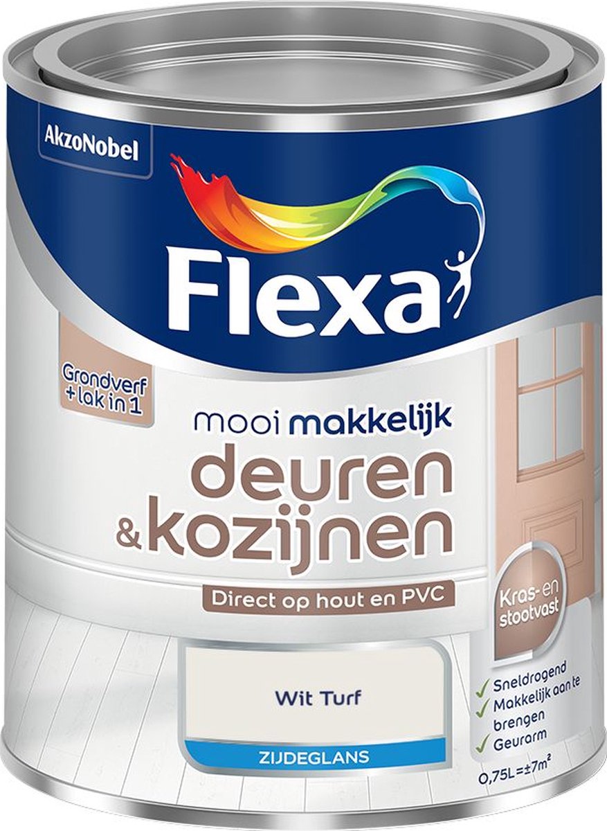 Flexa - Mooi Makkelijk Deuren & Kozijnen Zijdeglans - Wit Turf - Mengverf - 0.75 L