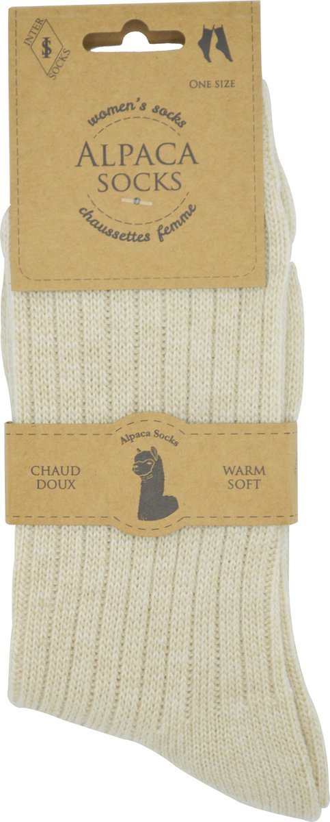 Dames Alpaca sokken - 2 paar zéér zachte & hoogwaardige kwaliteit - warmteregulerend - beige/crème kleur - maat 36/39