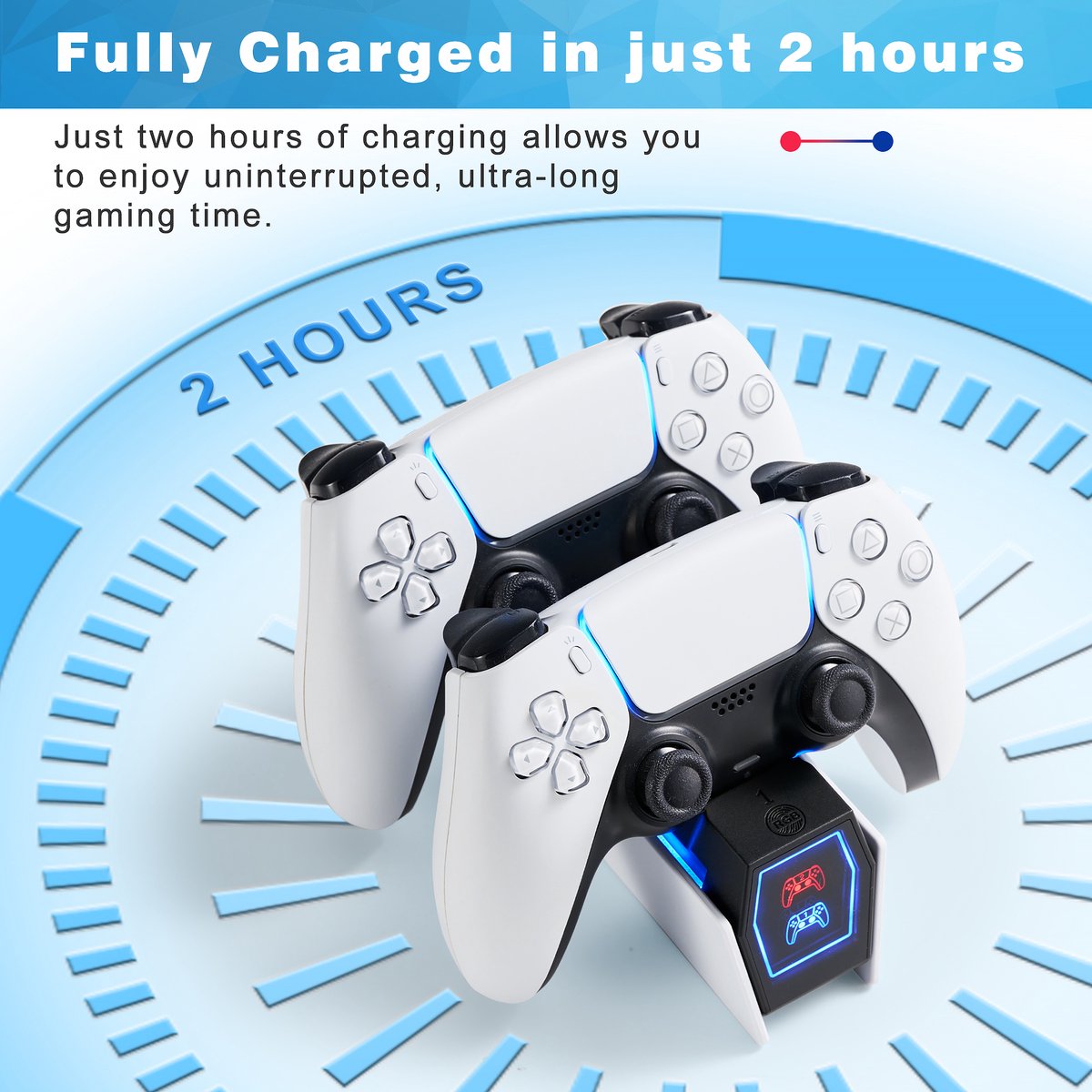 YONO Controller Oplaadstation geschikt voor PlayStation 5 - PS5 DualSense Controllers - Dual Oplader - Charging Dock - Wit - Liggend – foto 6