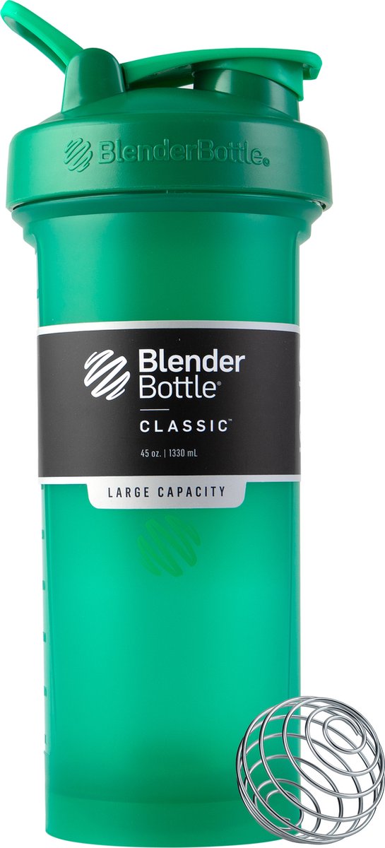 BlenderBottle® | Pro45 | 1300 ml | Groen | Shakebeker | Shaken zonder klonten en zonder te lekken! | Extra groot | BPA-en-Phthalate-vrij | De beste kwaliteit waar je jaren plezier aan hebt! | Shaker | Bidon | Water fles | Drink fles