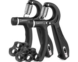 Handtrainers Set van 2 - Verstelbaar 5-60 kg met Teller en Vingertrainers