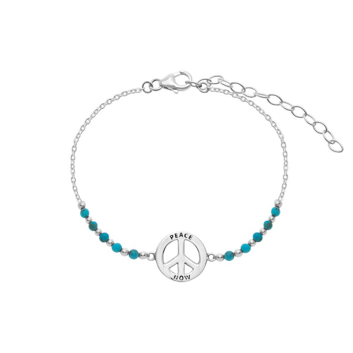 WeLoveSilver armband - zilver - 925 - peace teken - blauw