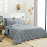 Univers Décor - HOUSSE DE COUETTE GRIS PERLE 240 X 220 CM / 100% COTON / 57 FILS/CM² POUR LIT 2 PLACES