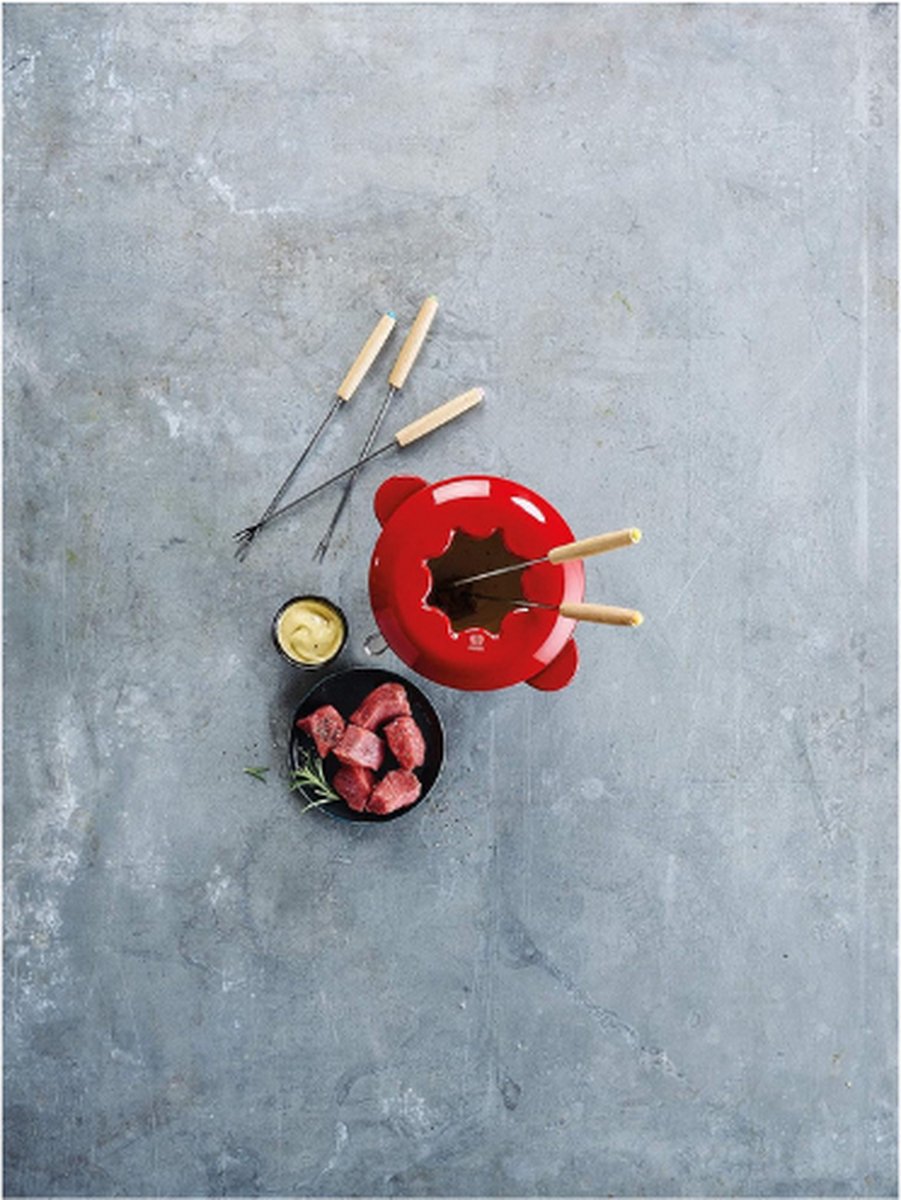 Arome Fondue – Gietijzer Geëmailleerd – 15 cm – Rood – Fonduepan Voor 4-6 Personen