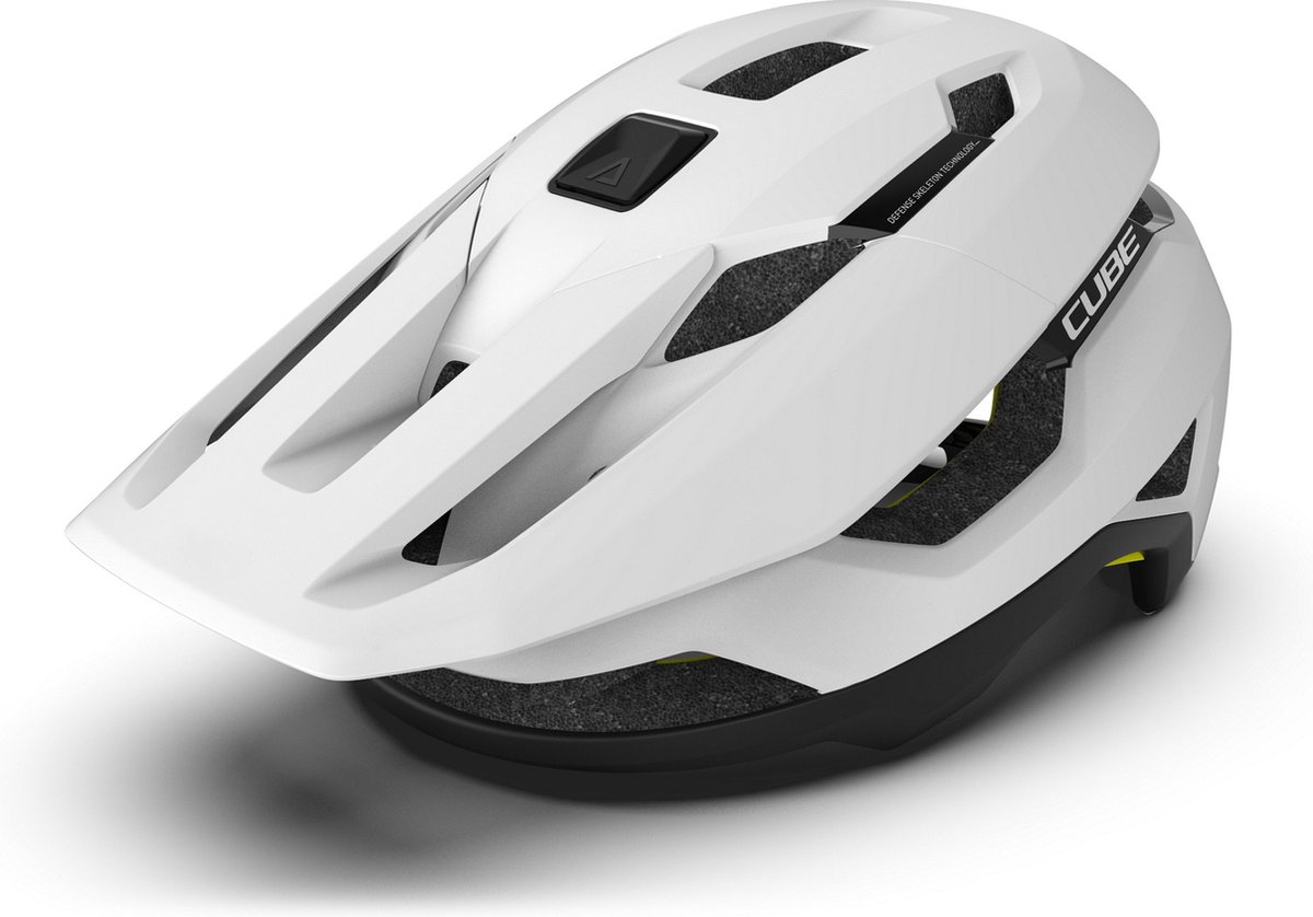 Cube TROOPER Helm - S - Fietshelm met Vizier - Enduro Helm - Verstelbaar – Bescherming voor het Hoofd - Lichtgewicht - Met MIPS - Hoofdomtrek van 52-56 cm - Wit