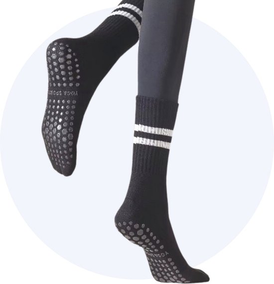 Yoga sokken - Antislip sokken - Pilates sokken - 3 Paar - Zwart - One size fits all