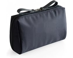 Ainy Make Up Tasje Zwart L - compacte organizer 17x14x7cm voor cosmetica en skincare - waterbestendig tas - toilettas dames voor make-up, sieraden en meer. De luxe beautycase voor tafel bureau of onderweg | cadeau voor haar