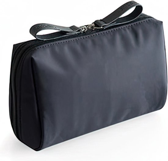 Ainy Make Up Tasje Zwart L - compacte organizer 17x14x7cm voor cosmetica en skincare - waterbestendig tas - toilettas dames voor make-up, sieraden en meer. De luxe beautycase voor tafel bureau of onderweg | cadeau voor haar