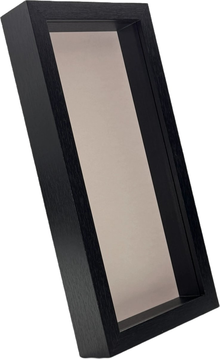 Diepe rechthoek lijst zwart - wit achtergrond- 33x16x4,5 cm - Frame - Kader - Hangend