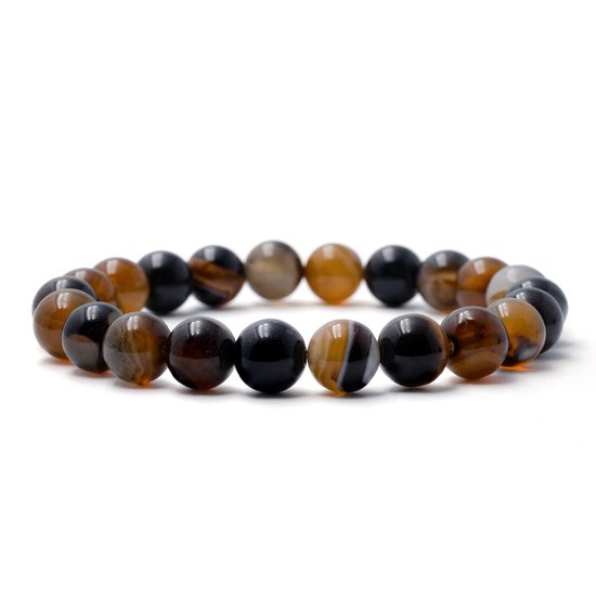 Bixorp Gems Koffie Botswana Agaat Edelstenen Armband 8mm - Edelsteen Kralenarmband - Spiritueel Cadeau - 18cm