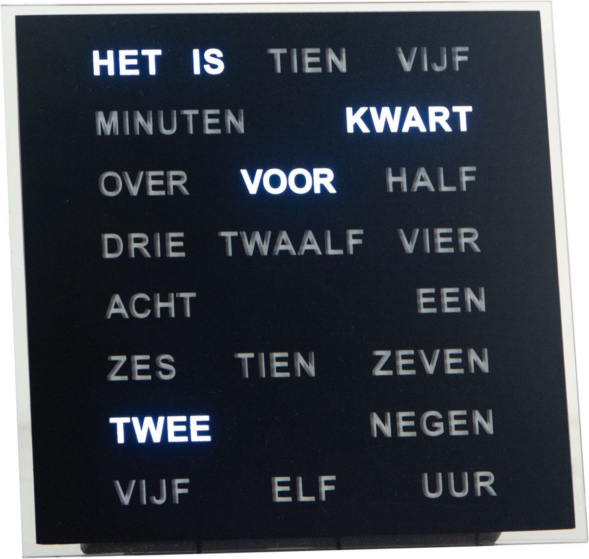 Intertime | Woordklok | Wandklok | Tafelklok | 20x20 cm | Zwart| Nederlands