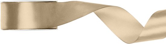Satijn lint 25mm breed koud goud, rol 25 meter - hobbylint - sierlint - cadeaulint - satin ribbon