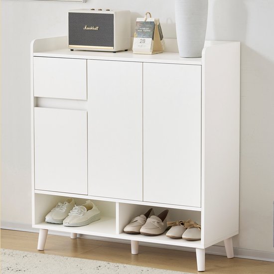 Dressoir Met 4 Deuren En 2 Laden, Tv-meubel - 140 X 40 X 70 Cm Spaanplaat En Poten Van Massief Hout Eiken