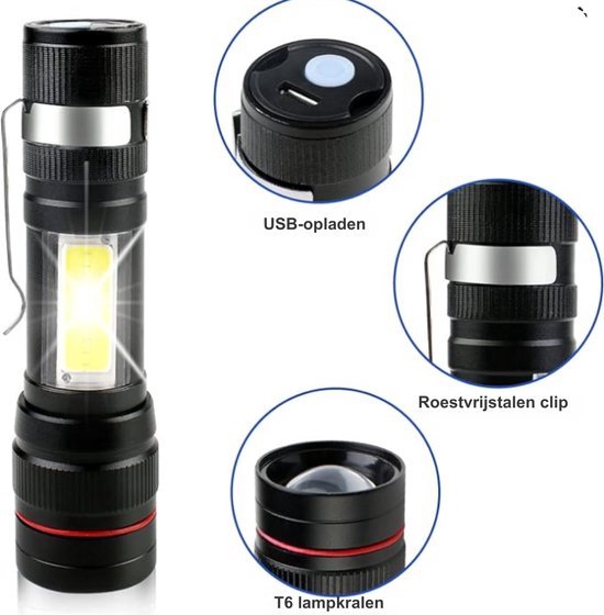 Justech 2 stuks oplaadbare waarschuwingslampen, led Justech 2 stuks oplaadbare waarschuwingslampen, led