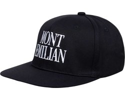 MONT EMILIAN Dijon Pet Zwart | Snapback Pet | Zwarte Pet Heren | 100% Katoen | One Size | Verstelbare Pet | 6 Panel Cap | Brede Rechte Klep | Logo | Pet Volwassenen | Casual Pet | Zwarte Baseball Cap
