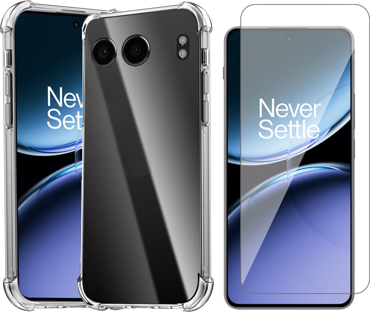 Hoesje geschikt voor OnePlus Nord 4 - Screenprotector Glas - Shockproof Transparant