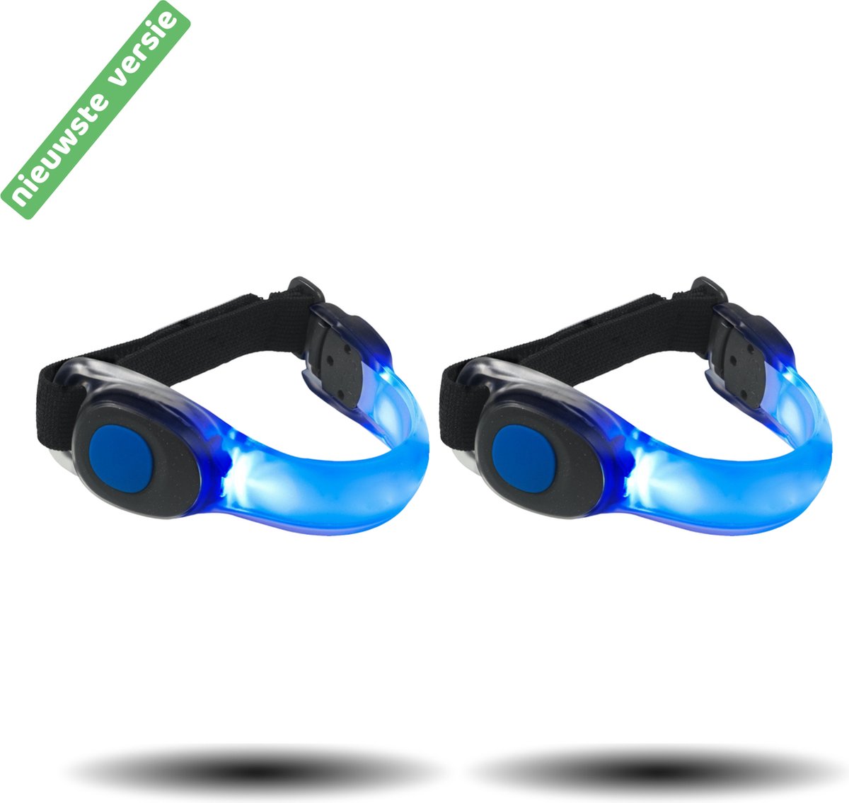 Set 2 stuks InVincer® ledarmband hardloopverlichting - 2 Pack - Hardloop lampjes incl batterij - arm LED verlichting - Water proof - Kleur Blauw