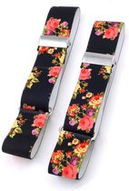 AHQiZFX 4 stuks mouwkousenbanden, rekbare shirtmouwhouders, antislip armbanden, elastische armbanden, metalen armbanden voor dames en heren (zilver, zwart), groot