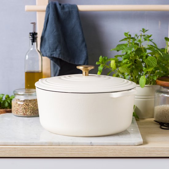 BK Bourgogne braadpan 28cm/6.7L Cream White - gietijzer - inductie