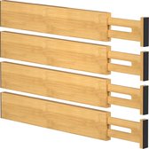 YONO Séparateur de Tiroir Ajustable - Organisateur de Tiroir Extensible - Cuisine - Salle de Bain - 4 pièces - Bamboe 32,5 cm