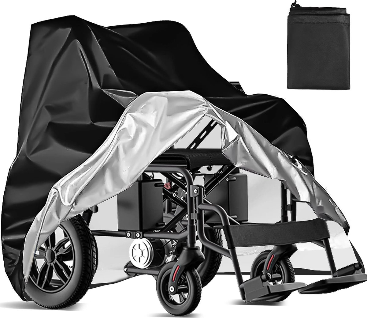 Goedkoopste Ultiluxe® Rolstoelhoes - Zwart - 130 x 115 x 75 cm - Beschermingshoes voor rolstoelen en scootmobielen - Scootmobiel cover - Afdekhoes - Rolstoel hoezen - Universeel - Oxford gecoat stof doek - Tegen regen, UV licht, stof, wind bestendig