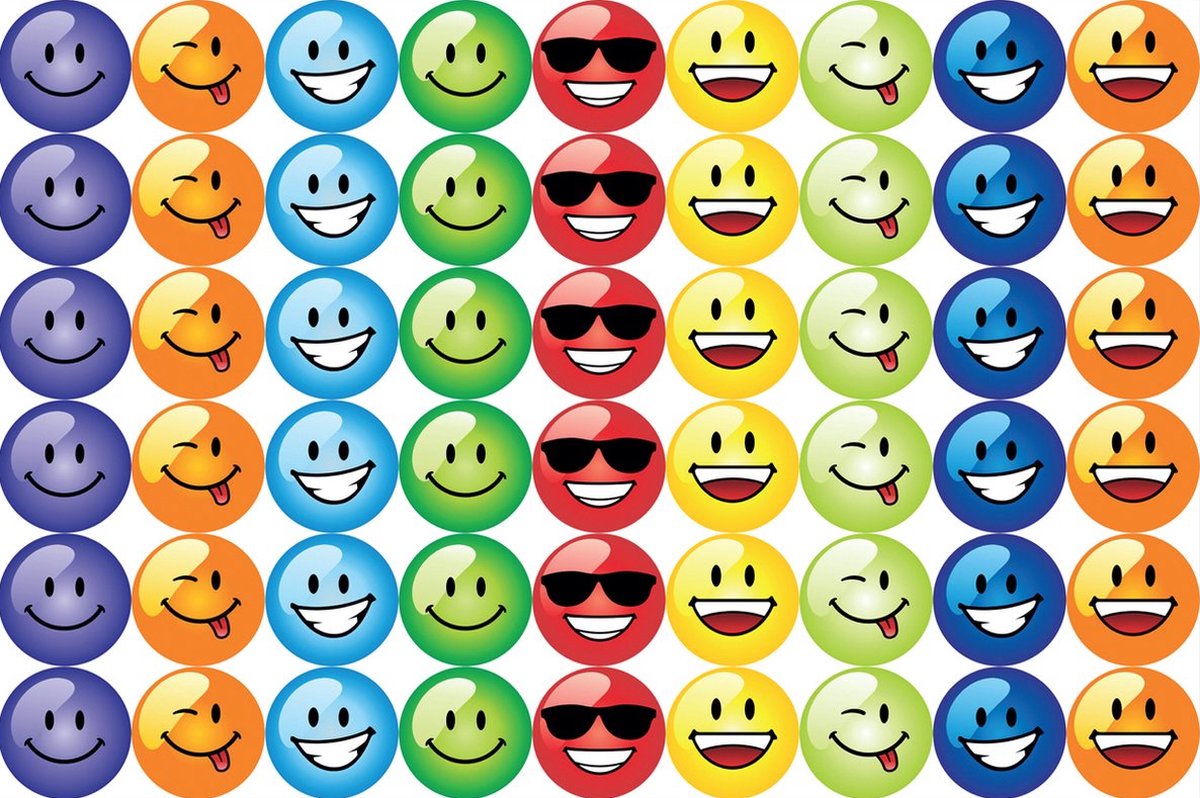 Smiley Beloningsstickers 19 mm – 270 Stickers – 5 Stickervellen