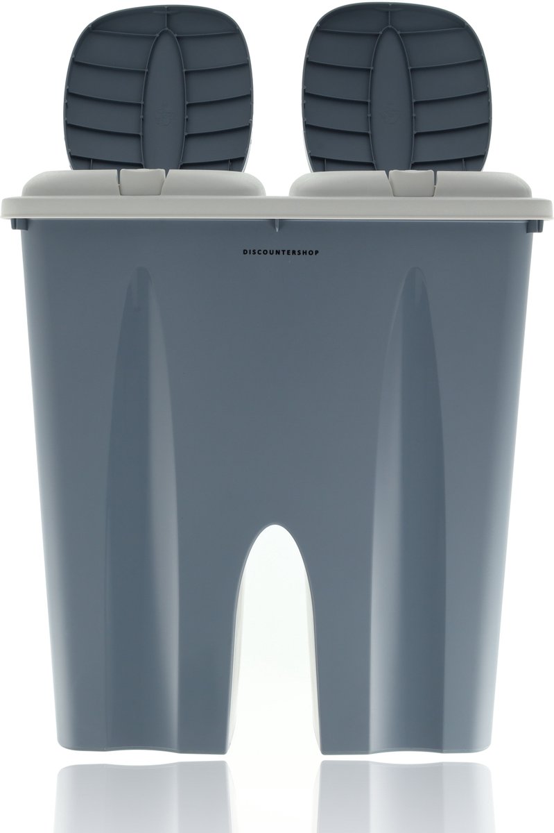 Goedkoopste Afvalemmer 50 Liter (2x 25L) - Blauwe Duobin - 2 Compartimenten voor Afvalscheiding - Afvalbak -Keuken Prullenbak