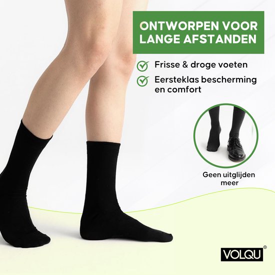 Chaussettes VOLQU® - Série Bamboe - 6 paires - Taille 39 42 - Chaussettes hommes - Chaussettes femmes - Chausettes régulières en Katoen Premium - Zwart