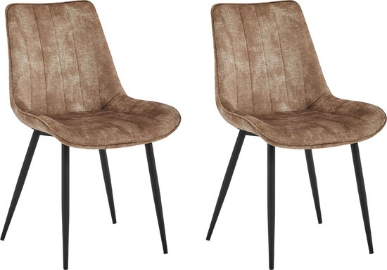 Colenis® - Verta Eetkamerstoel - Set Van 2 - Bruin - Adoré Velvet - Industrieel