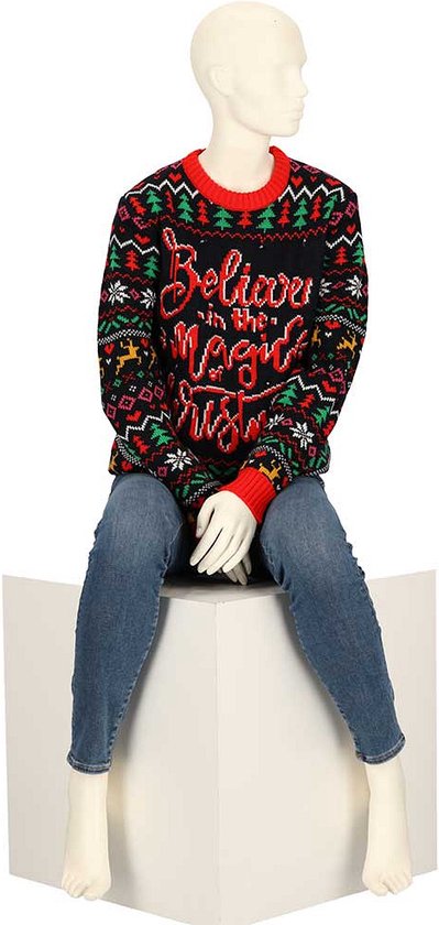 Pull Femme Lumineux LIGHT UP Pour Noël Et Nouvel An - Taille L, Noir - Mélange Laine, Occasion Très Bon état